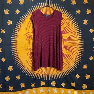 Red and black striped T-shirt dress